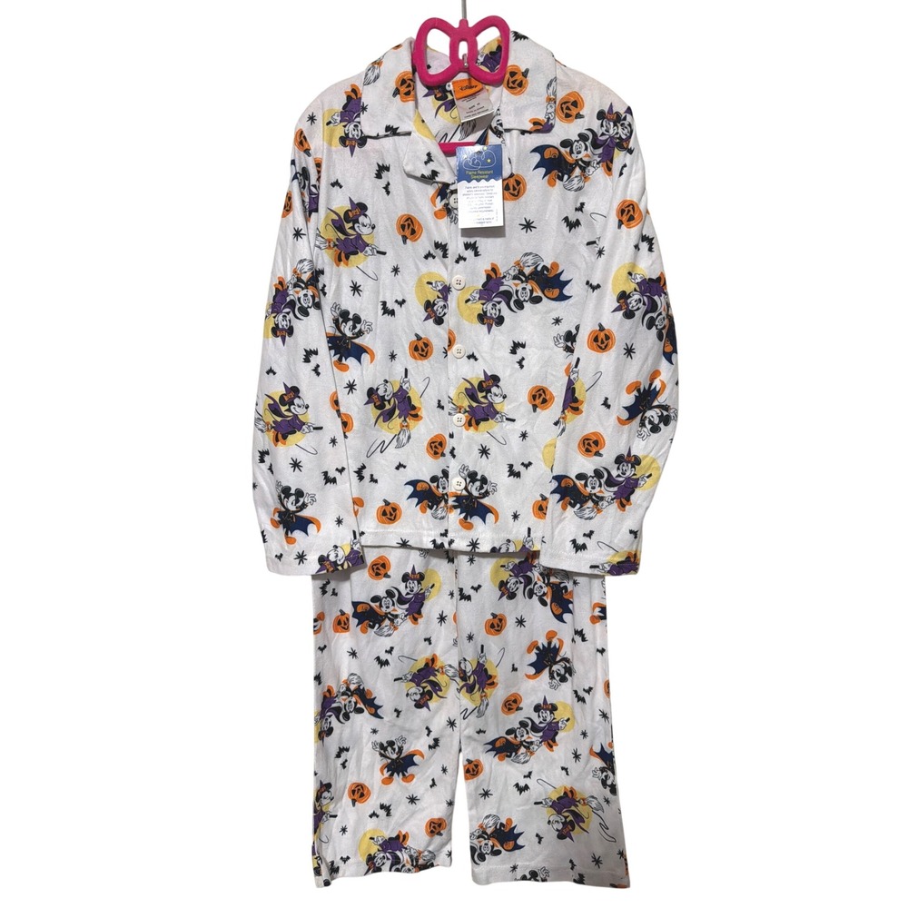 Disney Mickey Minnie Mouse Halloween Pajamas Set Kids Size 10 Fleece New